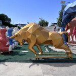 geometric bull sculpture