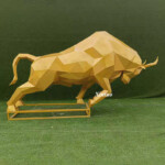 geometric bull sculpture