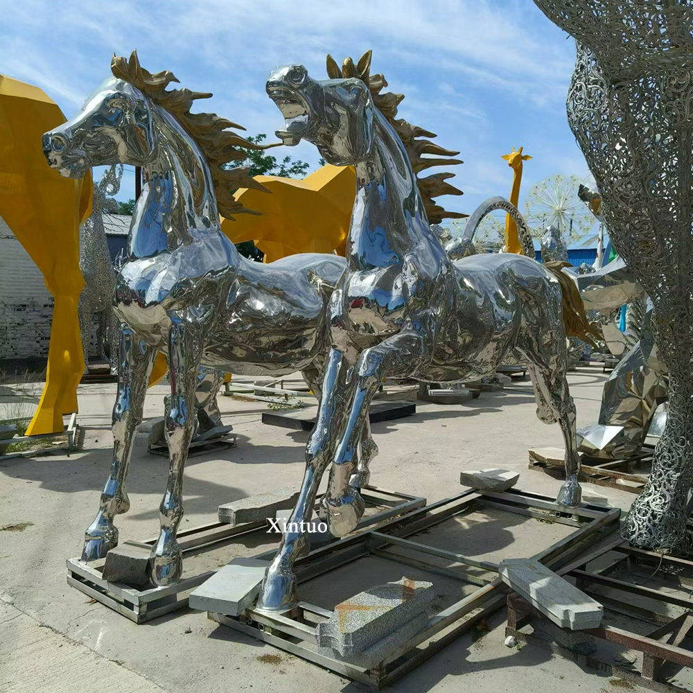 stainless steel horse sculpture