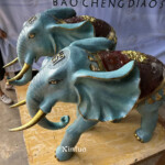 blue elephant statue