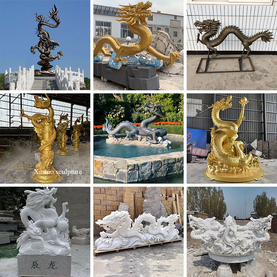 Chinese Golden Dragon Statue