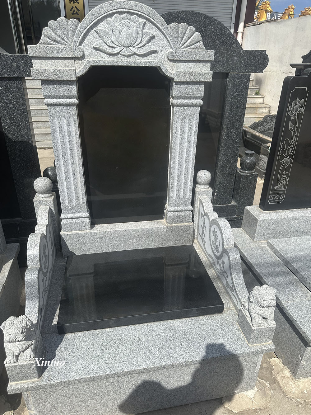 black marble tombstone