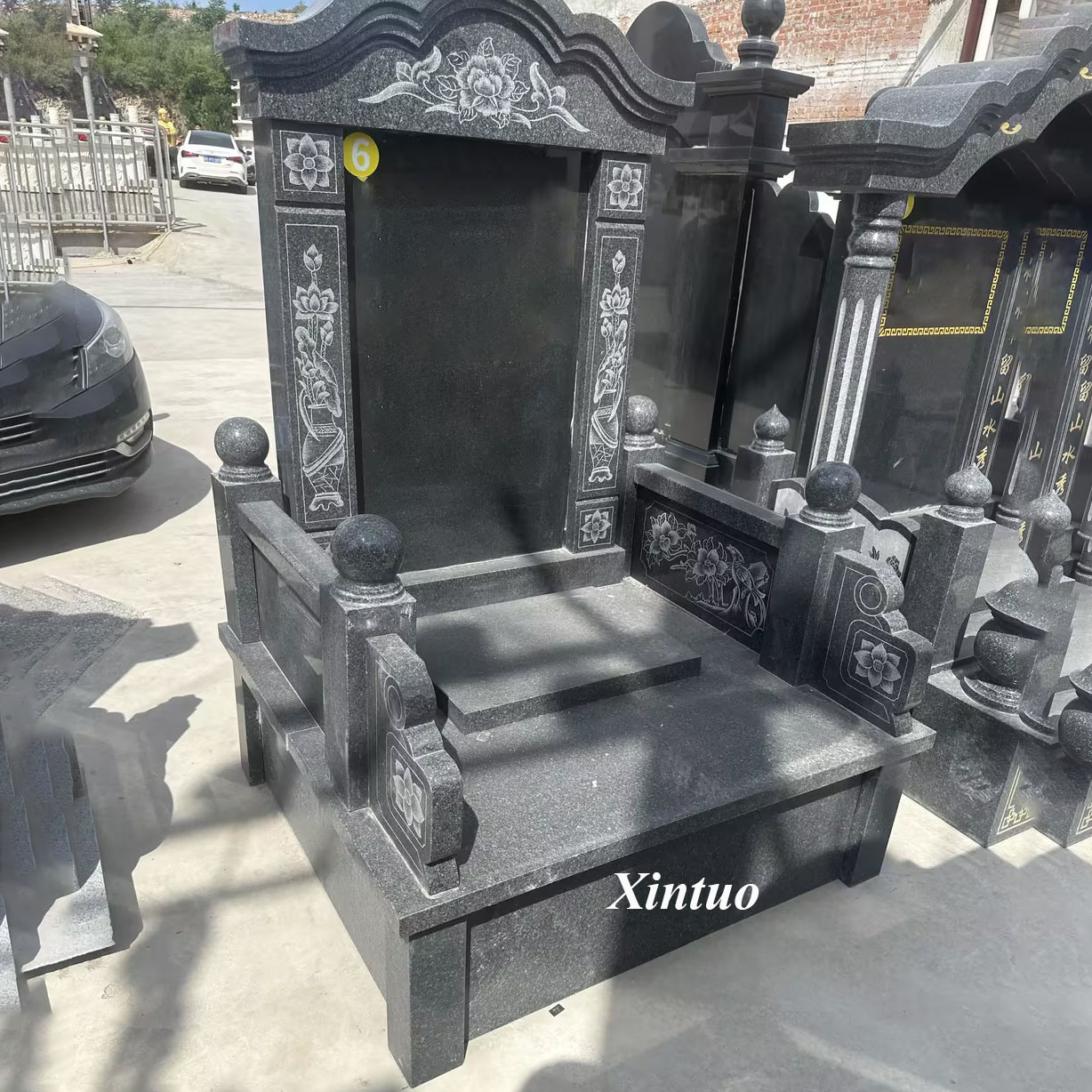 black marble tombstone