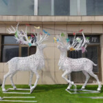 white deer sculpture