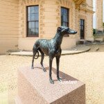 bronze whippet dog sculpture 