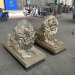 bronze lion statues outdoor