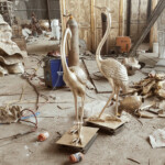 garden crane statues