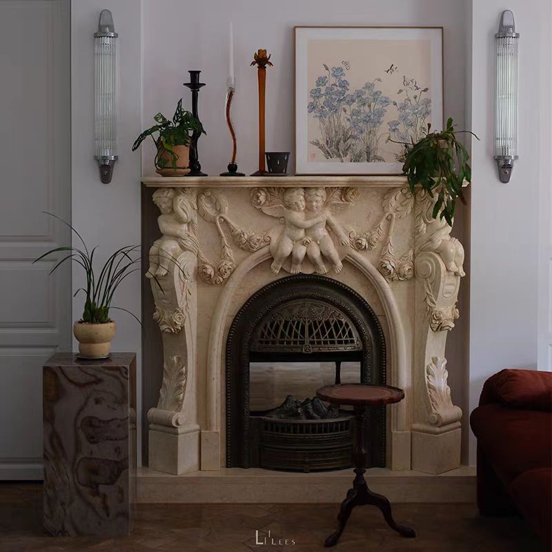 Marble fireplace mantel shelf